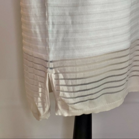 WHBM Tan Cap Sleeve Shadow Stripe Sweater Small - Picture 9 of 12